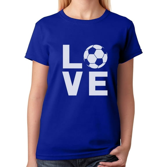 TeeStars - I Love Soccer - Perfect Gift for Soccer Players / Fans Women T-Shirt Small Blue