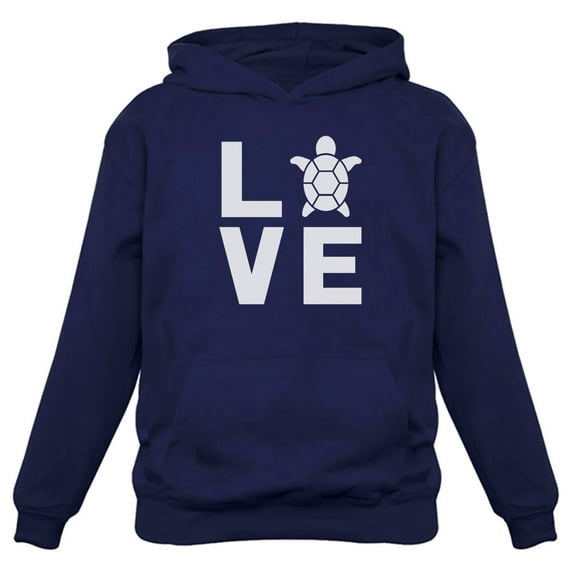 TeeStars - I Love Turtles - Animal Lover Turtle Print Cute Hoodie X-Large Blue