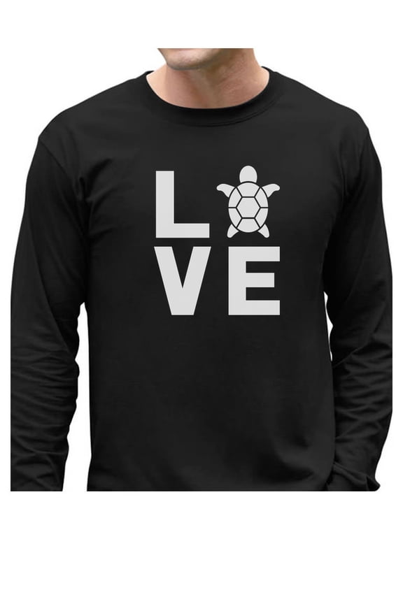 TeeStars - I Love Turtles - Animal Lover Turtle Print Cute Long Sleeve T-Shirt Medium Black