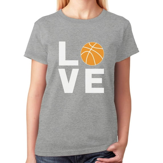 TeeStars - Love Basketball - Gift Idea for Basketball Fans Cool Women T-Shirt Large Gray