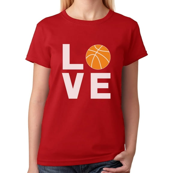 TeeStars - Love Basketball - Gift Idea for Basketball Fans Cool Women T-Shirt X-Large Red