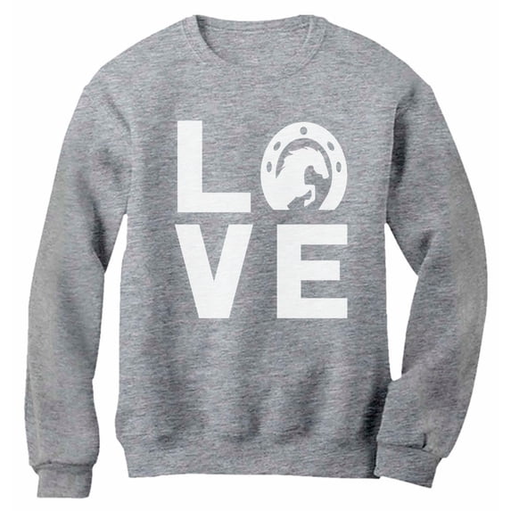 TeeStars - Love Horses - Animal Lover Rearing Horse - Horseshoe Women Sweatshirt Medium Gray