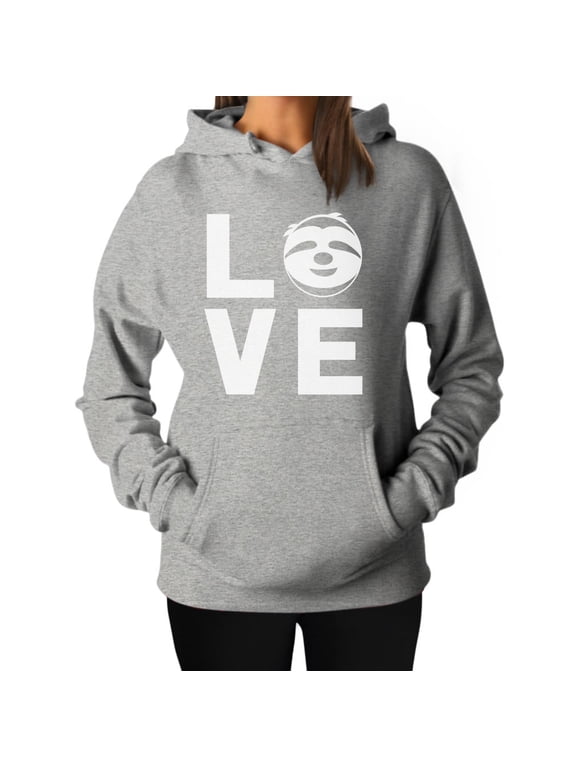 TeeStars - Love Sloths - Lazy Sloth Smiling Face - Animal Lovers Women Hoodie Large Gray