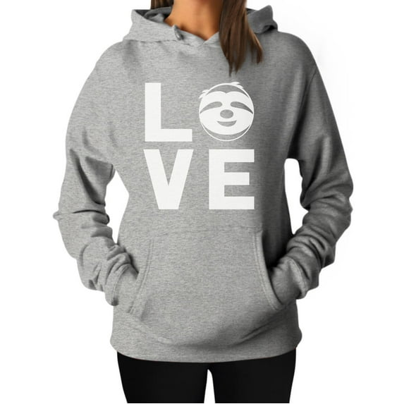 TeeStars - Love Sloths - Lazy Sloth Smiling Face - Animal Lovers Women Hoodie XX-Large Gray