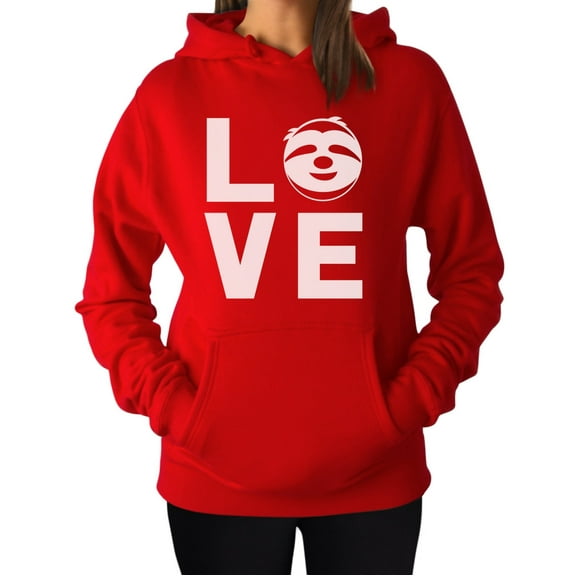 TeeStars - Love Sloths - Lazy Sloth Smiling Face - Animal Lovers Women Hoodie XX-Large Red