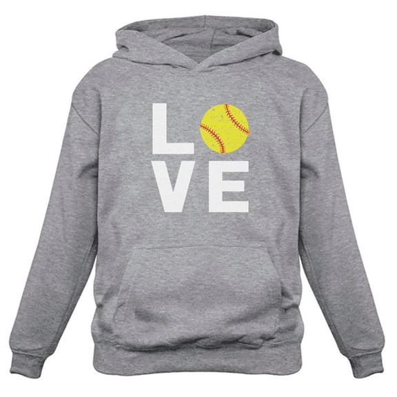 TeeStars - Love Softball - Gift for Softball Fans Hoodie Large Gray