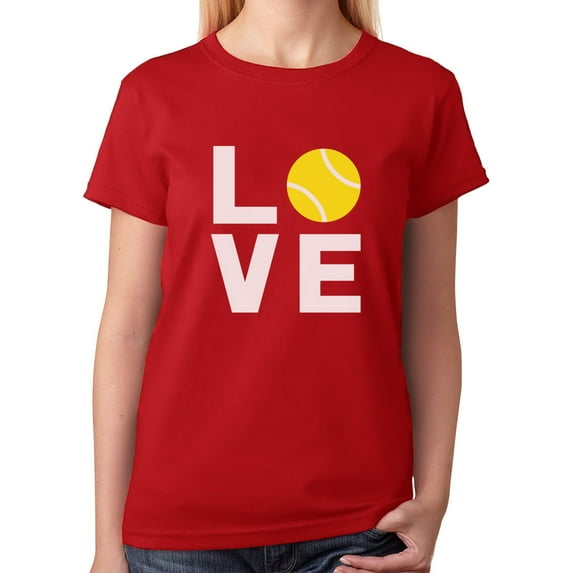 TeeStars - Love Tennis - Gift Idea for Tennis Fans Cool Women T-Shirt Medium Red