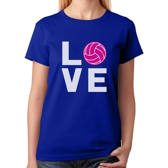 TeeStars - Love Volleyball - Best Gift Idea for Volleyball Lovers Women T-Shirt Small Blue