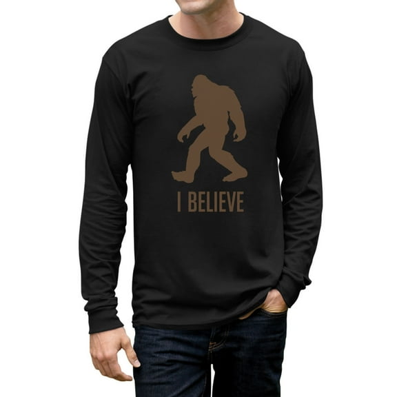 TeeStars Men's - Bigfoot I Believe Long Sleeve T-Shirt Large Black