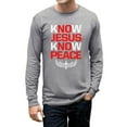 thumbnail image 1 of TeeStars Men's - Know Jesus Know Peace Long Sleeve T-shirt XX-Large Grey, 1 of 1