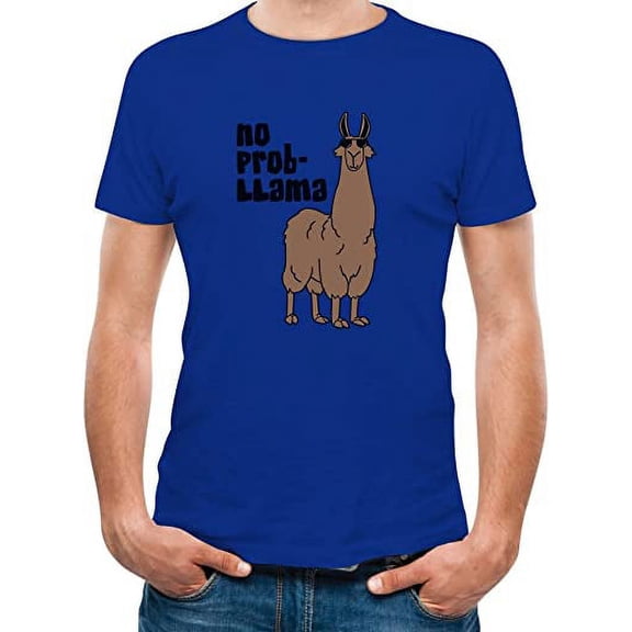TeeStars Men's - No Prob Llama T-Shirt Medium Blue