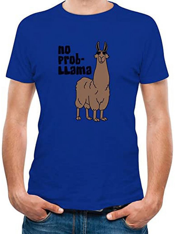 TeeStars Men's - No Prob Llama T-Shirt Medium Blue
