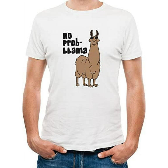 TeeStars Men's - No Prob Llama T-Shirt X-Large White