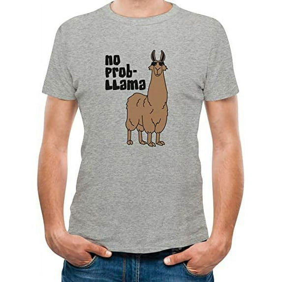 TeeStars Men's - No Prob Llama T-Shirt XXXX-Large Grey