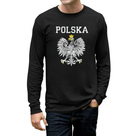 TeeStars Men's - Polska Est Soccer Team Long Sleeve T-Shirt Medium Black
