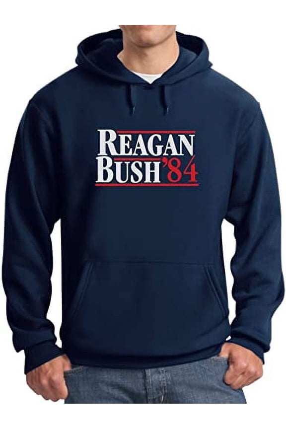 TeeStars Men's - Ronald Reagan Bush '84 Hoodie Small Navy