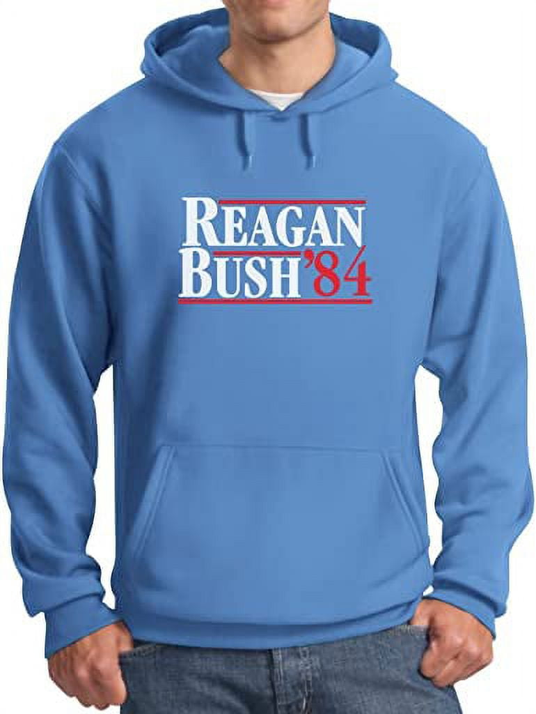 Tstars Men's Ronald Reagan Bush '84 Hoodie - Vintage Political Graphic Pullover