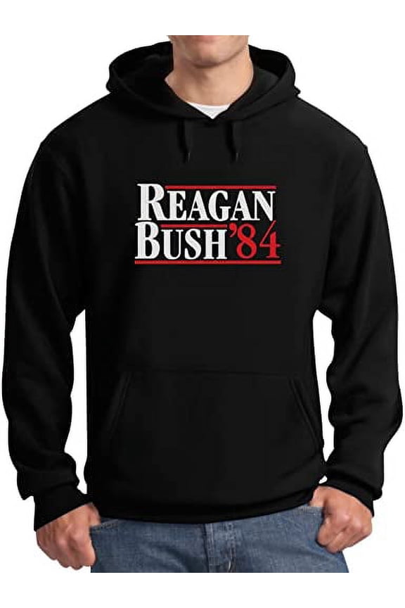 TeeStars Men's - Ronald Reagan Bush '84 Hoodie XX-Large Black