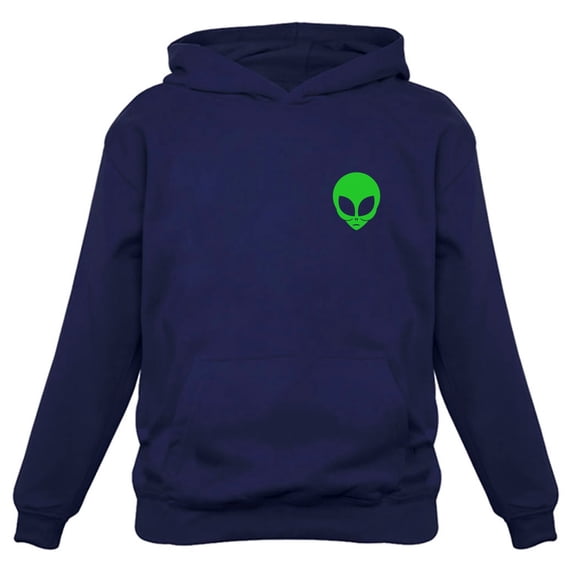 TeeStars - Neon Green Alien Head - I Believe Alien Face Print UFO Hoodie X-Large Blue