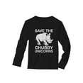 thumbnail image 1 of TeeStars - Save the Chubby Unicorns Rhino Funny Long Sleeve T-Shirt XX-Large Black, 1 of 3