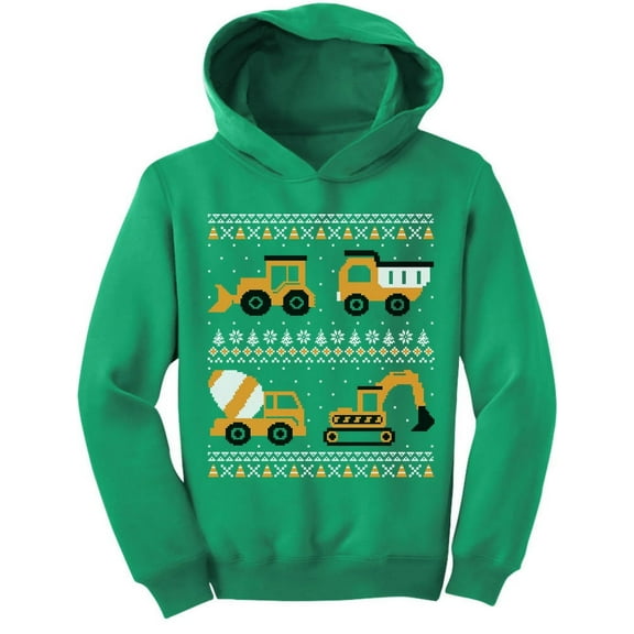 TeeStars - Tractors & Bulldozers Ugly Christmas Sweater Toddler Hoodie 2T Green