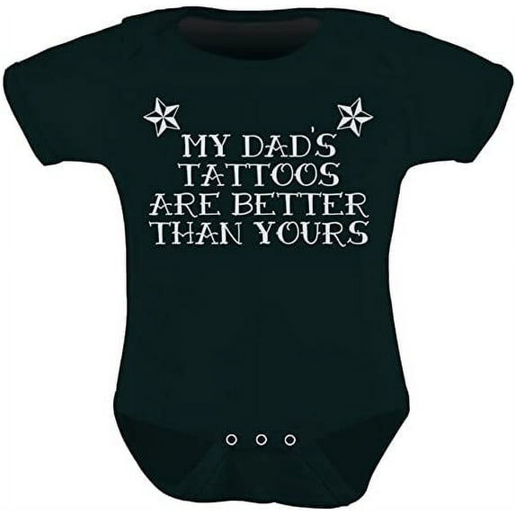 TeeStars Unisex Baby Bodysuit - "My Dad's Tattoos Are Better Than Yours" - Funny Father's Day Gift for New Dads - Cute and Comfortable Infant Romper - Wow Pink - Unique Baby Shower Gift Idea