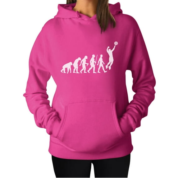 TeeStars - Volleyball Evolution - Gift for Volleyball Player Women Hoodie Large Pink