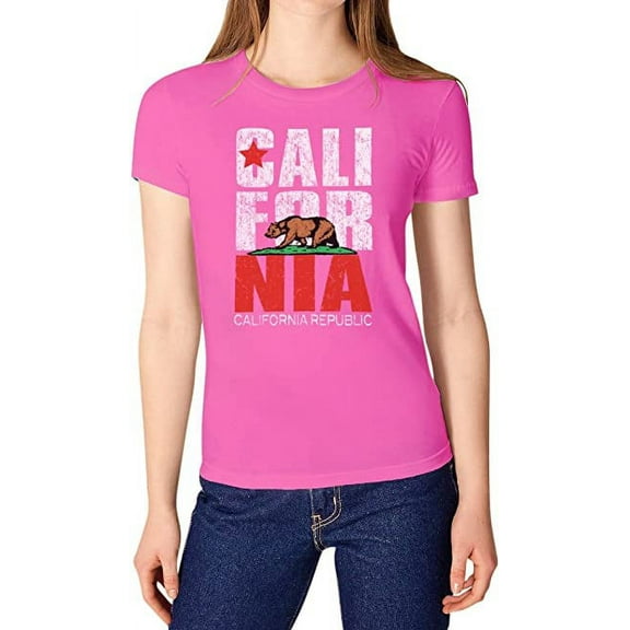 TeeStars Women's - California Republic T-Shirt Large Pink