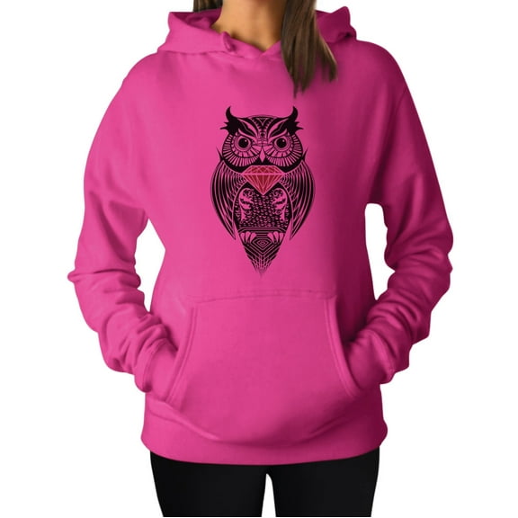 TeeStars Women's - Diamond Owl Hoodie XX-Large Pink