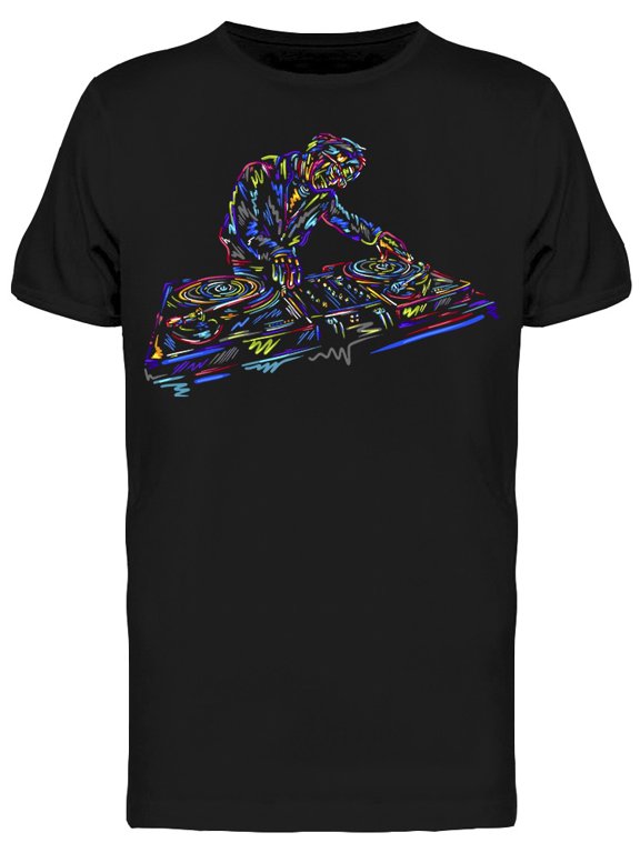 Mens Graphic Tee - Dj Man Colorful Music - Regular Fit 100% Cotton