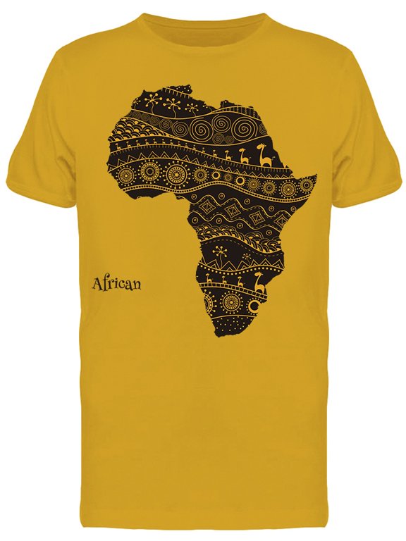 Mens Graphic Tee - Tribal Map Of Africa - Regular Fit 100% Cotton