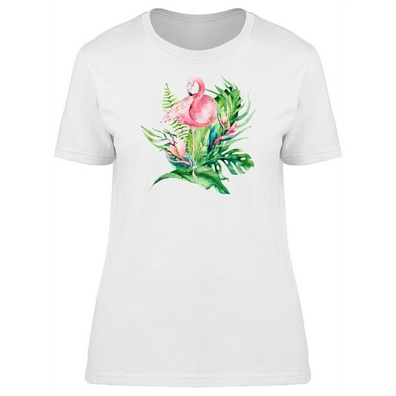 Teeblox Womens Graphic Tee - Tropical Birds Set Of Flamingo - Regular Fit 100% Cotton