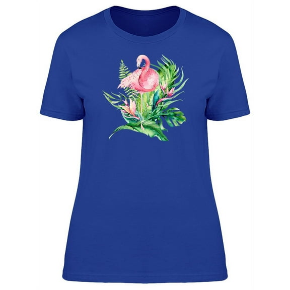 Teeblox Womens Graphic Tee - Tropical Birds Set Of Flamingo - Regular Fit 100% Cotton