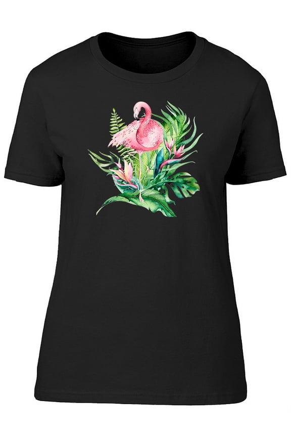 Womens Graphic Tee - Tropical Birds Set Of Flamingo - Regular Fit 100% Cotton