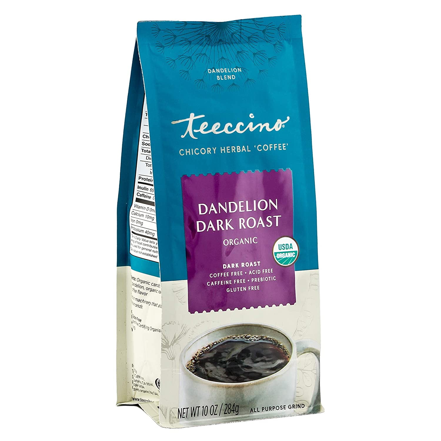 Teeccino Dandelion Herbal Coffee Starter Kit w/French Press