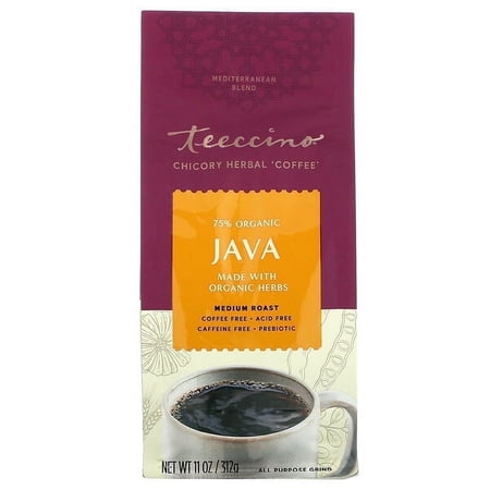 Teeccino, Chicory Herbal Coffee, Java, Medium Roast, Caffeine Free, 11 oz Pack of 2