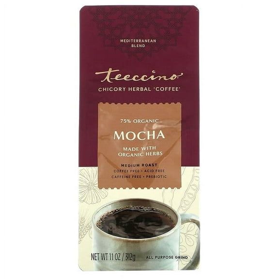 Teeccino, Chicory Herbal Coffee, Mocha, Medium Roast, Caffeine Free, 11 oz Pack of 2