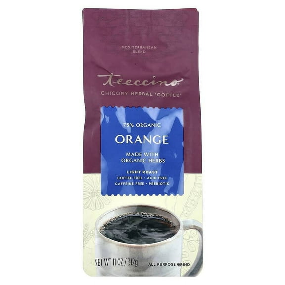 Teeccino, Chicory Herbal Coffee, Orange, Light Roast, Caffeine Free, 11 oz (312 g) Pack of 2