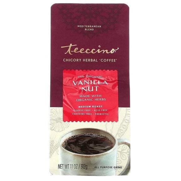 Teeccino, Chicory Herbal Coffee, Vanilla Nut, Medium Roast, Caffeine Free, 11 oz