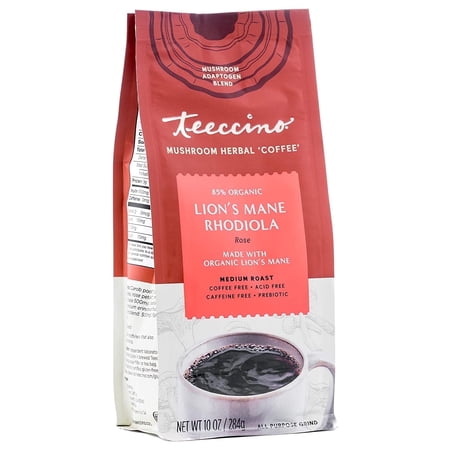 Teeccino Lion's Mane Rhodiola Herbal Coffee -- 10 oz Pack of 2
