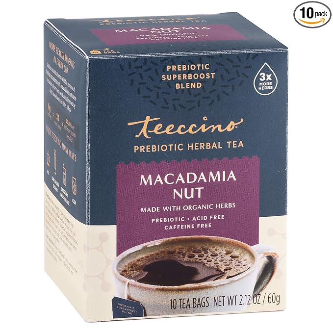 Teeccino Macadamia Nut Prebiotic SuperBoost™ Herbal Tea Support