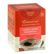 Teeccino Caffeine-Free Mushroom Adaptogenic Herbal Tea - Lion’s Mane Rhodiola Tea - Rose, 3x More Herbs than Regular Teas, Lightly Sweet from Dates & Figs, Chicory Prebiotic - 10 Tea Bags