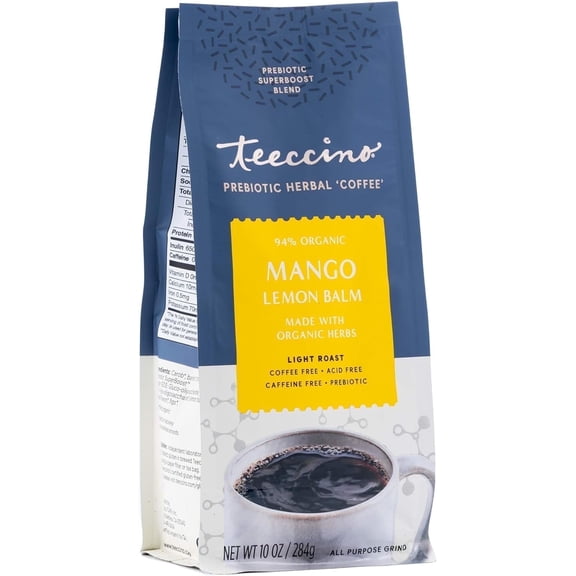 Teeccino Prebiotic Herbal Coffee Mango Lemon Balm - 10 oz Pack of 3