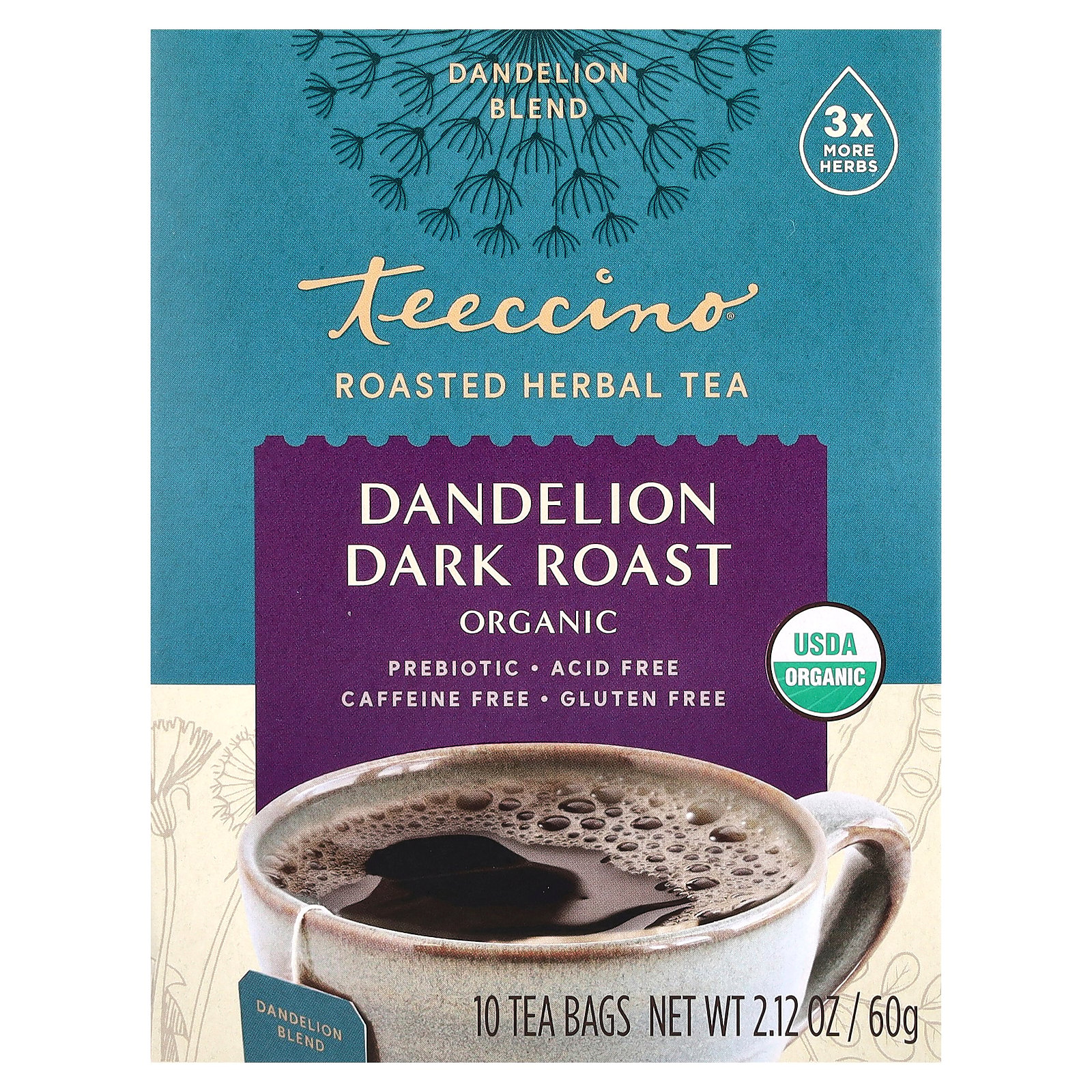 Dandelion Dark Roast Chicory Herbal Tea 10ct
