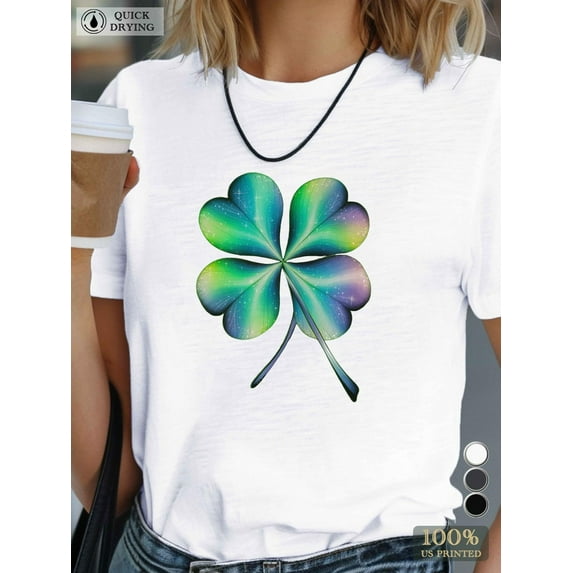 Teediy Celestial Vibrant Four Leaf Clover Women'S Comfit T-Shirt Tee For Adult, Men, Women, Teen, Teenager, Adolescent, Youth, Casual Sporty Tee