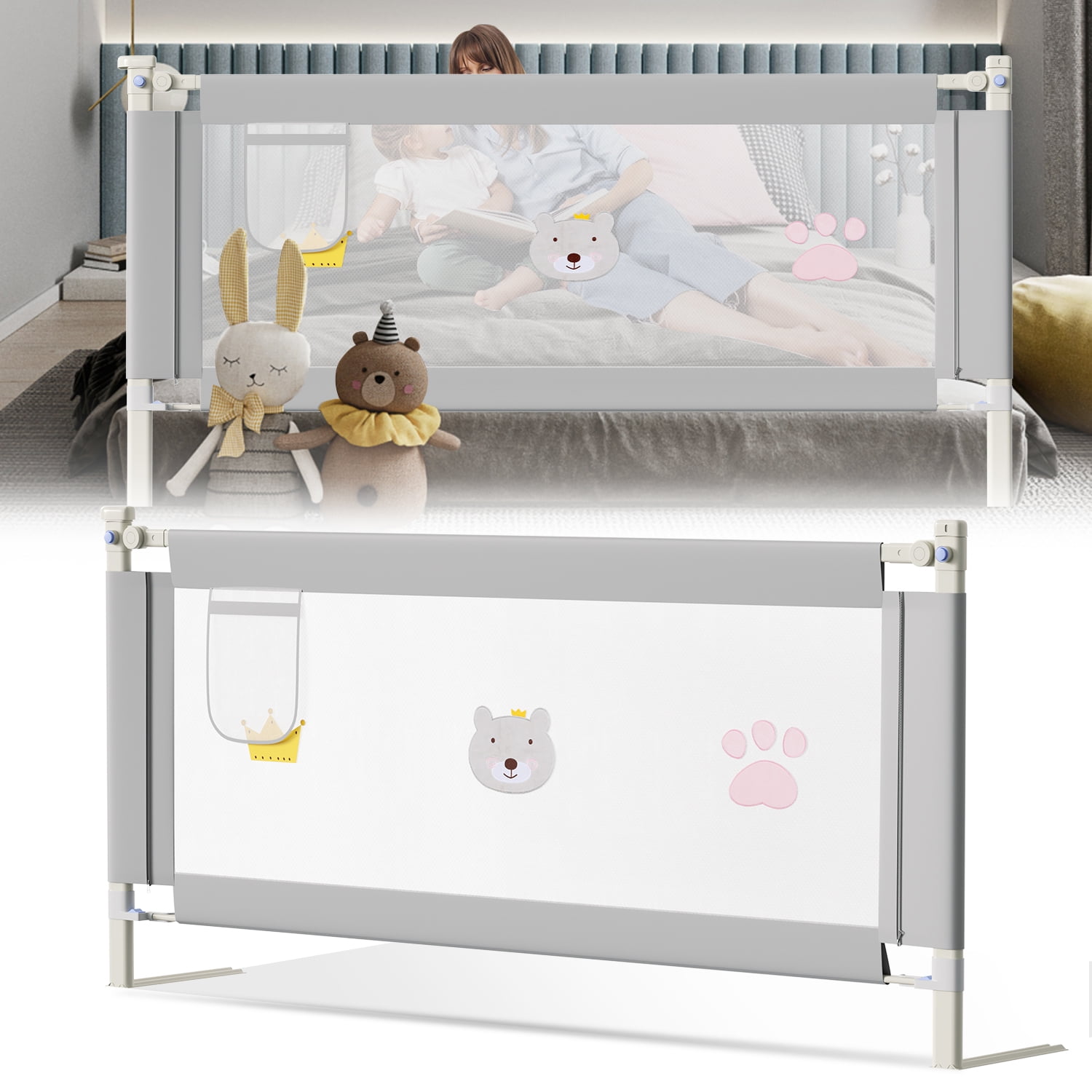 Teedor 59 inch Bed Rails for Toddlers, Toddler Bed Rails, Seamless Kids