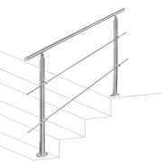 Teedor Handrails for Outdoor Steps, Stair Handrail Fits 5 to 6 Steps, Metal Handrails Outdoor for Porch Steps, Handrail with Installation kit (2 crossbar)