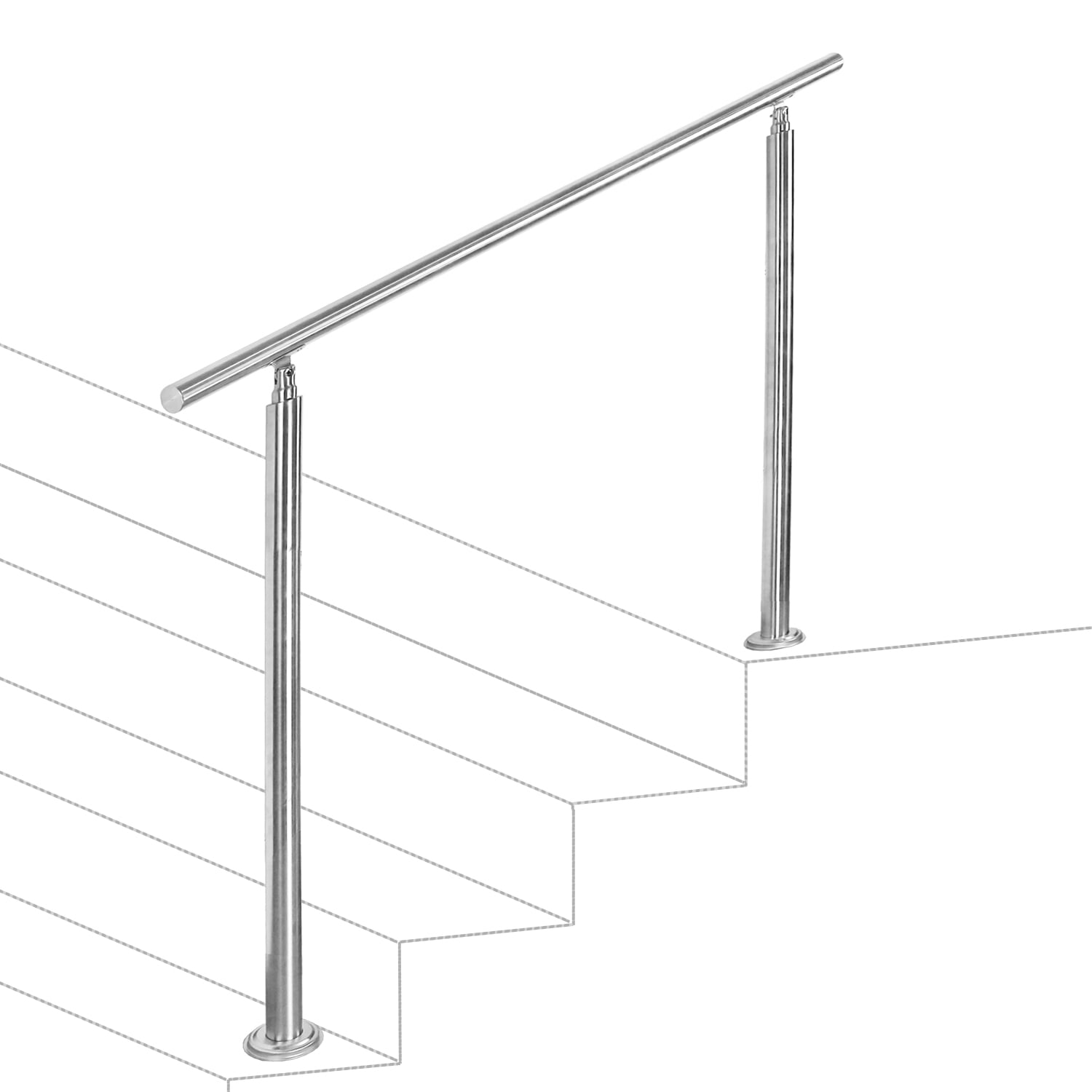 Teedor Handrails for Outdoor Steps, Stair Handrail Fits 6 to 7 Steps ...