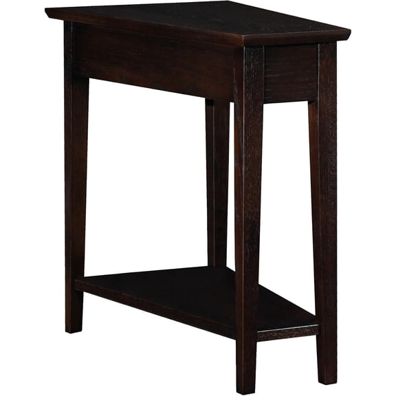 Teegan End Table, Solid Wood, Wedge Shape, with Shelf, for Living Room and Small Spaces, Chocolate Oak, 10074-CH