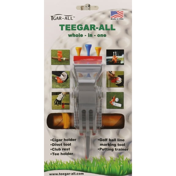 Teegar-All, Cigar Holder, Multipurpose Golf Tool, Gray